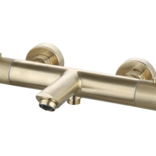Badkraan Ribbed Geborsteld Goud thermostaatkraan Opbouw met baduitloop 15 HoH