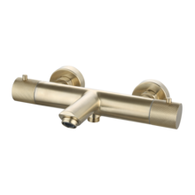Badkraan Ribbed Geborsteld Goud thermostaatkraan Opbouw met baduitloop 15 HoH
