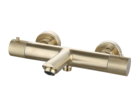Badkraan Ribbed Geborsteld Goud thermostaatkraan Opbouw met baduitloop 15 HoH