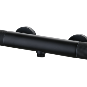 Douchekraan Ribbed Mat Zwart thermostaatkraan Opbouw 15 HoH