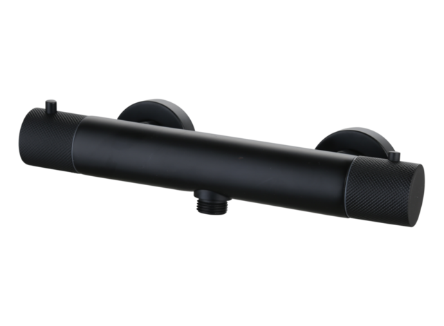 Douchekraan Ribbed Mat Zwart thermostaatkraan Opbouw 15 HoH