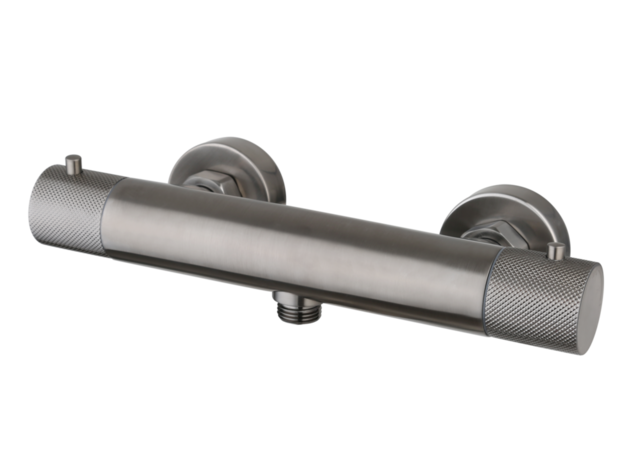 Douchekraan Ribbed Gun Metal thermostaatkraan Opbouw 15 HoH