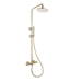 Regendouche set Ribbed Goud geborsteld Rond Opbouw met thermostaat Hoofddouche 20cm