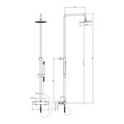 Regendouche set Ribbed Gun Metal Rond Opbouw met thermostaat Hoofddouche 20cm