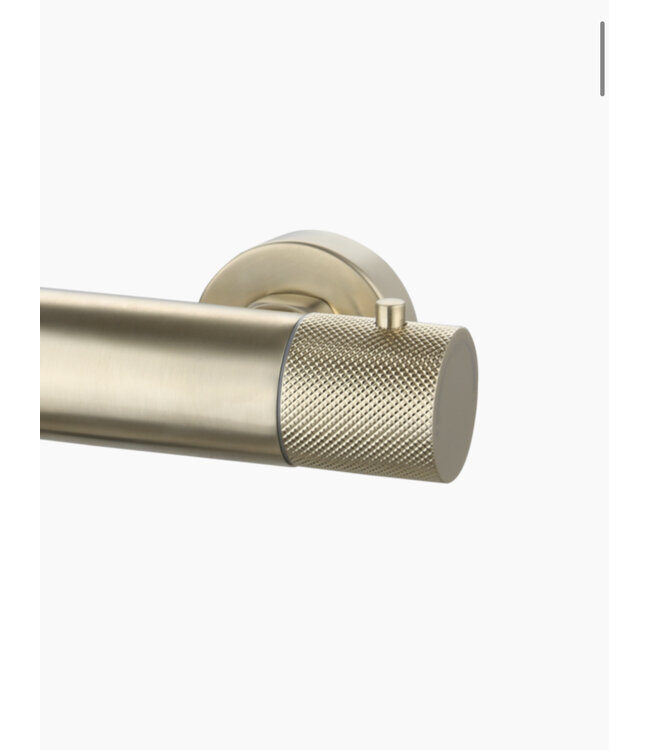 Regendouche set Ribbed Goud geborsteld Rond Opbouw met thermostaat Hoofddouche 20cm