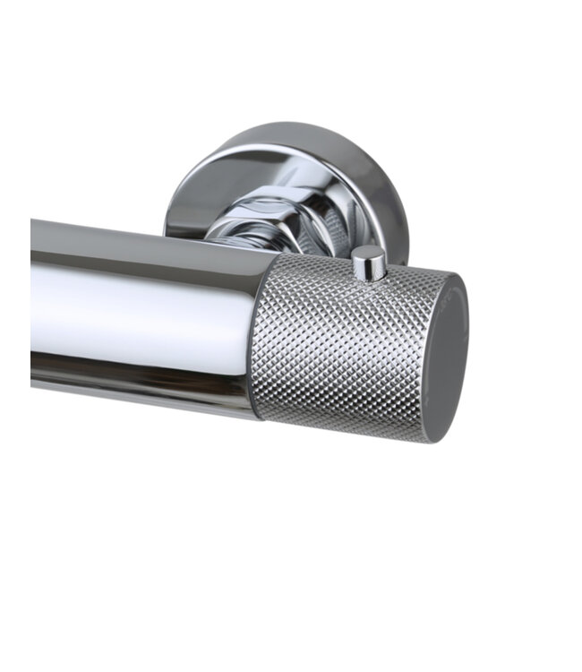 Regendouche set Ribbed Chroom Rond Opbouw met thermostaat Hoofddouche 20cm