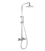 Regendouche set Ribbed Chroom Rond Opbouw met thermostaat Hoofddouche 20cm