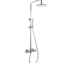 Regendouche set Ribbed Chroom Rond Opbouw met thermostaat Hoofddouche 20cm