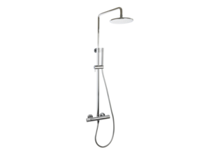 Regendouche set Ribbed Chroom Rond Opbouw met thermostaat Hoofddouche 20cm