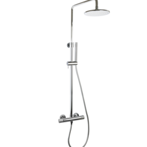 Regendouche set Ribbed Chroom Rond Opbouw met thermostaat Hoofddouche 20cm