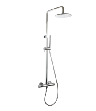 SANI-SUPPLY Regendouche set Ribbed Chroom Rond Opbouw met thermostaat Hoofddouche 20cm