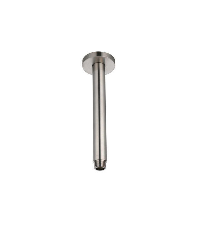 Regendouche set Inbouw Ribbed Gun Metal Rond 25cm Hoofddouche met handouche en muurbeugel