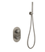 Regendouche set Inbouw Ribbed Gun Metal Rond 25cm Hoofddouche met handouche en muurbeugel