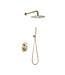 SANI-SUPPLY Regendouche set Inbouw Ribbed Geborsteld Goud Rond 25cm Hoofddouche met handouche en muurbeugel