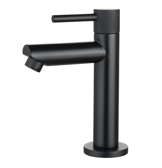 Toiletkraan Ribbed Mat Zwart Opbouw 16cm