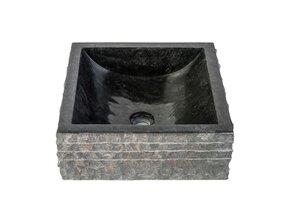 Waskom Natuursteen Alur Vierkant Zwart Marmer 40x40x15cm