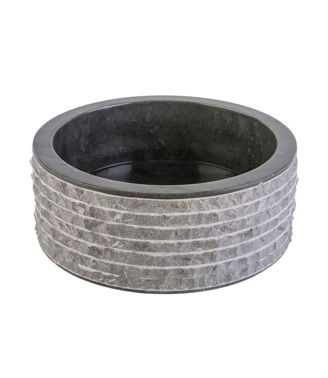 Waskom Natuursteen Alur Rond Zwart Marmer 40x15cm