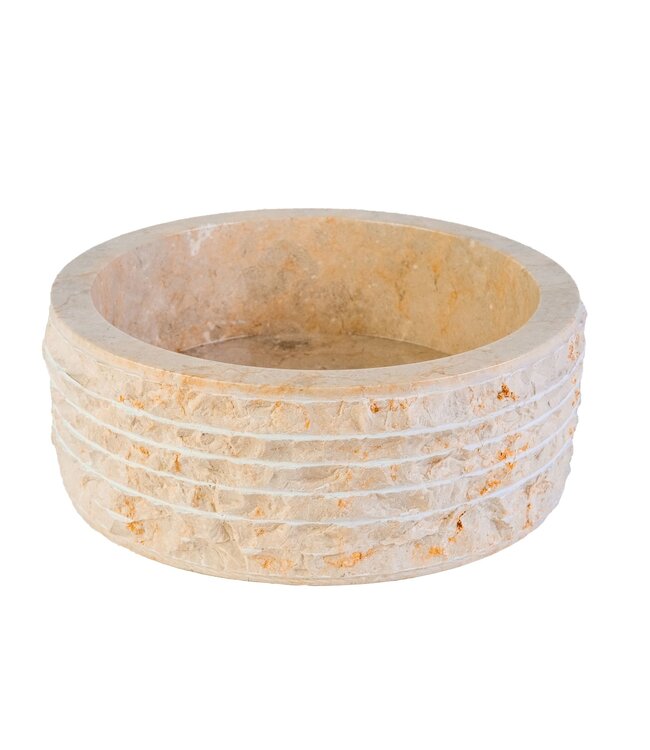 Waskom Natuursteen Alur Rond Crème Marmer 40x15cm