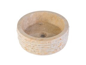 Waskom Natuursteen Alur Rond Crème Marmer 40x15cm
