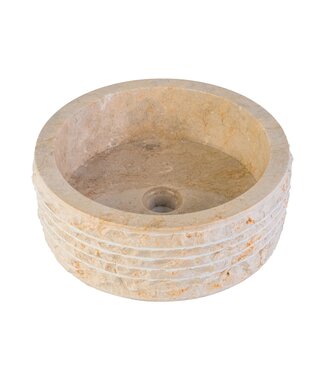 ALONI Waskom Natuursteen Alur Rond Crème Marmer 40x15cm