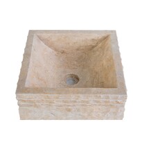Waskom Natuursteen Alur Vierkant Crème Marmer 40x40x15cm