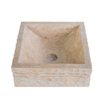 Waskom Natuursteen Alur Vierkant Crème Marmer 40x40x15cm