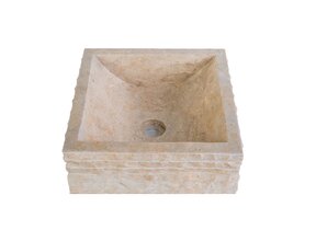 Waskom Natuursteen Alur Vierkant Crème Marmer 40x40x15cm