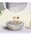 Waskom Natuursteen Alur Rond Grijs Marmer 35x15cm