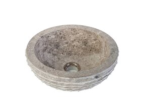 Waskom Natuursteen Alur Rond Grijs Marmer 35x15cm