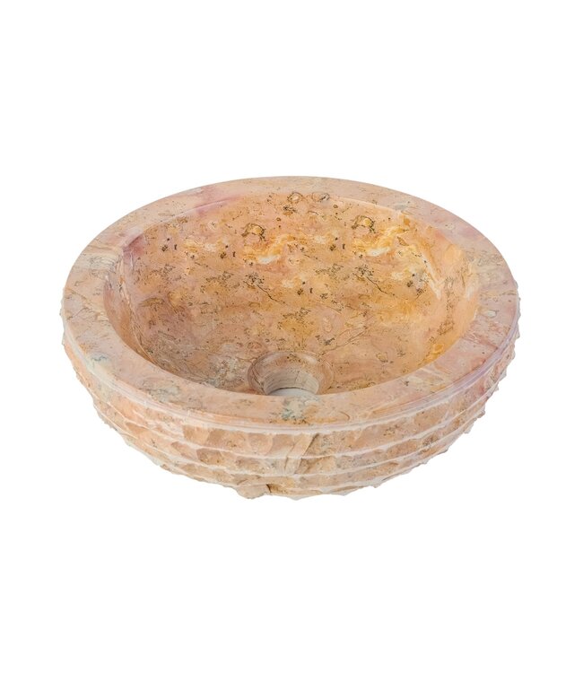Waskom Natuursteen Alur Rond Grijs Marmer 35x15cm