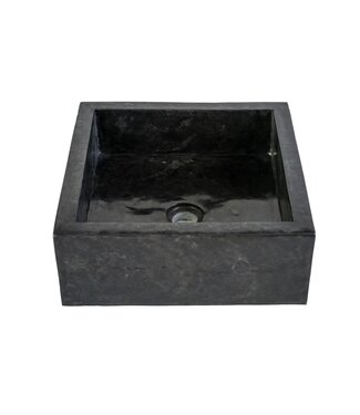 ALONI Waskom Natuursteen Levigato Vierkant Zwart Marmer 40x40x15cm