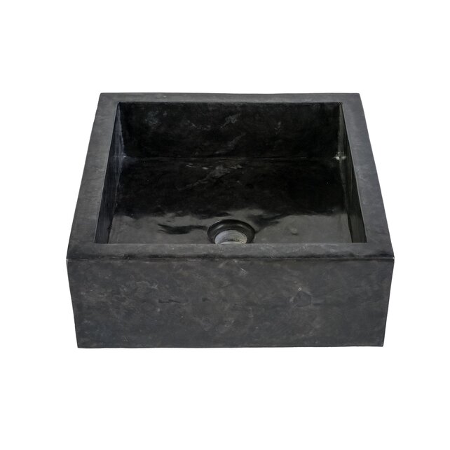 Waskom Natuursteen Levigato Vierkant Zwart Marmer 40x40x15cm Waskom Natuursteen Levigato Vierkant Zwart Marmer 40x40x15cm