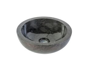 Waskom Natuursteen Levigato Rond Zwart Marmer 35x12cm Gepolijst