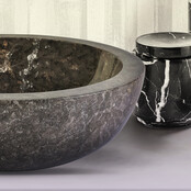 Waskom Natuursteen Levigato Rond Grijs Marmer 35x12cm Gepolijst