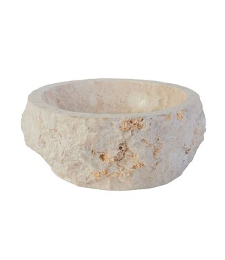 ALONI Waskom Natuursteen Eroso Rond Crème Marmer 35x15cm