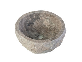 Waskom Natuursteen Eroso Rond Grijs Marmer 35x15cm