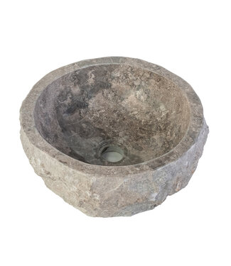 ALONI Waskom Natuursteen Eroso Rond Grijs Marmer 35x15cm