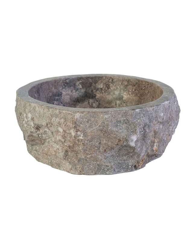 Waskom Natuursteen Eroso Rond Grijs Marmer 35x15cm