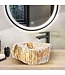 Waskom Fossiel hout Eroso Rond Bruin Versteend hout 35x15cm