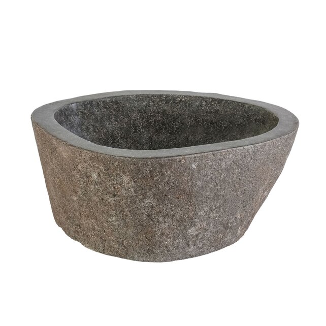 Riviersteen Waskom Fiume Rond Grijs-zwart 35x12cm