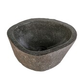 Riviersteen Waskom Fiume Rond Grijs-zwart 35x12cm