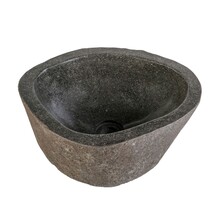 Riviersteen Waskom Fiume Rond Grijs-zwart 35x12cm