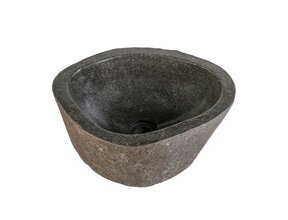 Riviersteen Waskom Fiume Rond Grijs-zwart 35x12cm