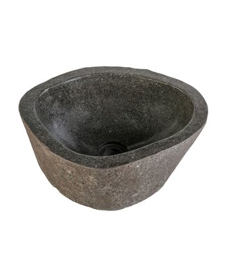 ALONI Riviersteen Waskom Fiume Rond Grijs-zwart 35x12cm