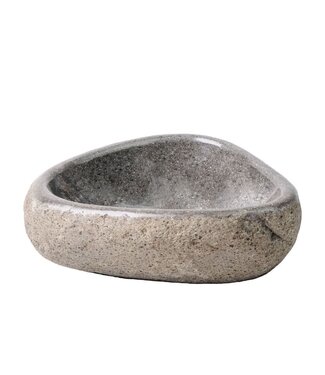 ALONI Riviersteen Waskom Fiume Rond Grijs 40x15cm Dunne rand