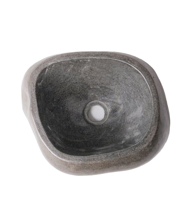 Riviersteen Waskom Fiume Rond Zwart 35x15cm Volledig Gepolijst