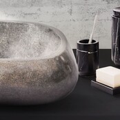 Riviersteen Waskom Fiume Rond Zwart 35x15cm Volledig Gepolijst