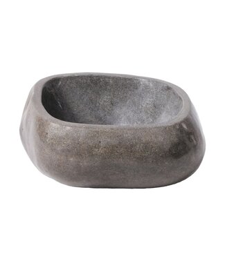 ALONI Riviersteen Waskom Fiume Rond Zwart 35x15cm Volledig Gepolijst