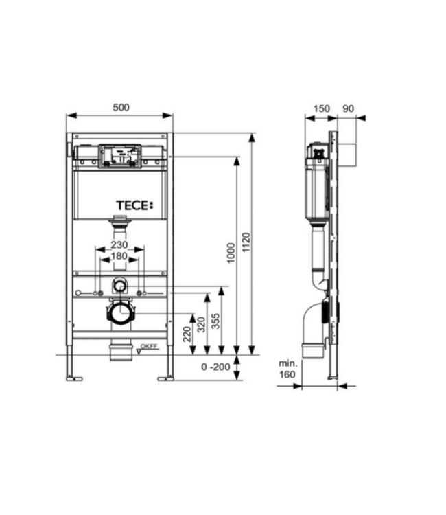 Tece Inbouwreservoir set met drukplaat Loop Wit