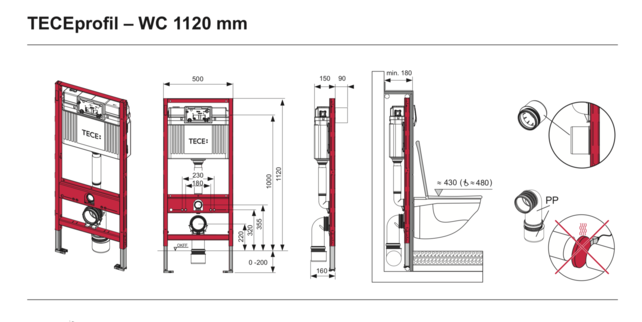 Tece Inbouwreservoir set met drukplaat Loop Geborsteld Koper